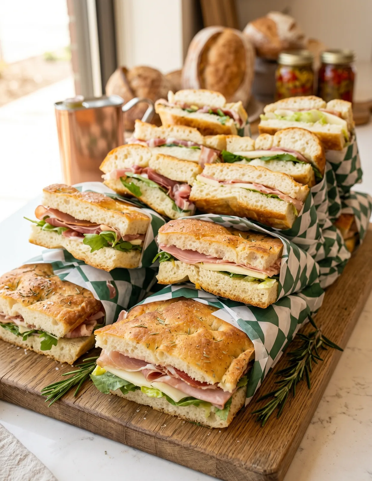 Plateau de sandwichs focaccia, Pâtisserie Italia, Saint-Léonard, Montréal